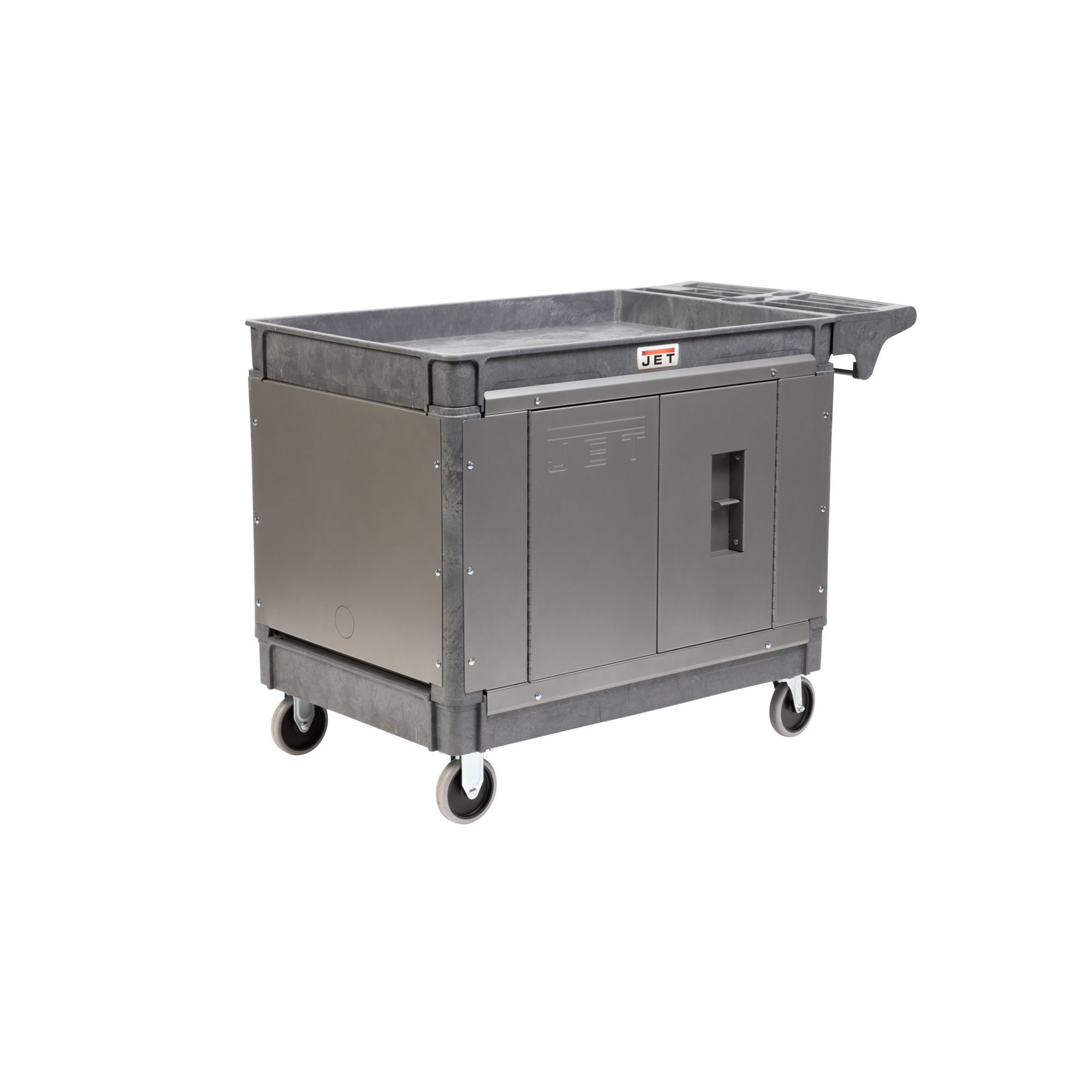 JET, Resin Cart 140019 w/ LOAD-N-LOCK, Total Capacity 500 lb, Shelves (qty.) 2 Material Resin, Model# JT1-128